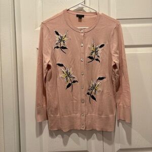 Ann Taylor Factory Light Pink Embroidered Cardigan - Size Large
